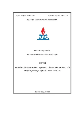 Nghiên Cứu Ảnh Hưởng Của Bạo Lực Tâm Lý Học Đường Đến