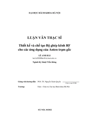 Thiết Kế Bộ Ghép Kênh RF Cho Anten Trạm Gốc: Luận Văn