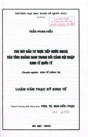 Phân Tích Đầu Tư Trực Tiếp Nước Ngoài Tại Quảng Nam