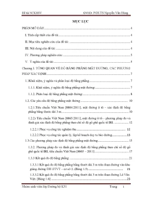 Nghiên cứu ảnh hưởng của độ bằng phẳng mặt đường đến