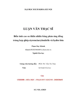 Nghiên cứu biến tính cao su thiên nhiên qua đồng trùng