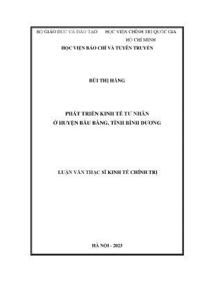 Phát Triển Kinh Tế Tư Nhân Tại Huyện Bàu Bàng, Tỉnh Bình