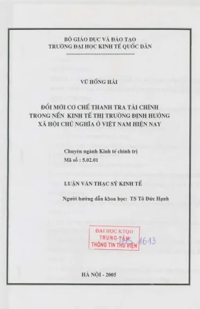 Thanh Tra Tài Chính và Cơ Chế Trong Kinh Tế Thị Trường