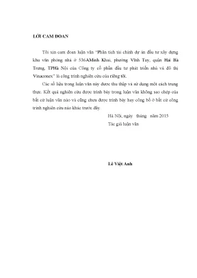 Phân Tích Tài Chính Dự Án Đầu Tư Khu Văn Phòng Nhà Ở 