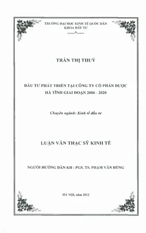 Đầu Tư Phát Triển Tại Công Ty Cổ Phần Dược Hà Tĩnh: