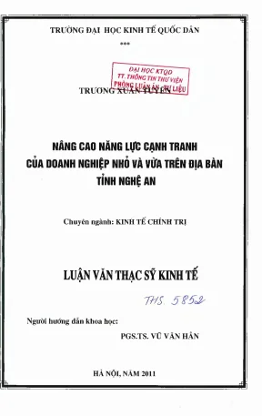 Nâng Cao Năng Lực Cạnh Tranh Của Doanh Nghiệp Nhỏ Và Vừa