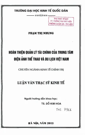 Hoàn thiện quản lý tài chính tại Trung tâm Điện ảnh Thể