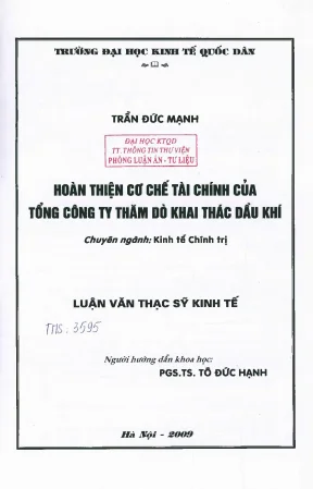 Hoàn thiện cơ chế tài chính của Tổng công ty Thăm dò