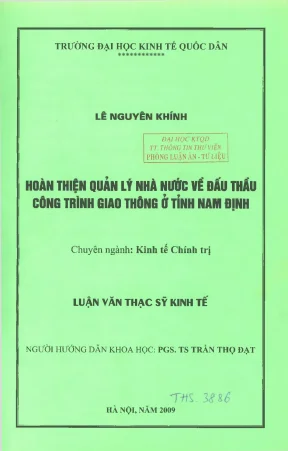 Hoàn thiện quản lý nhà nước về đấu thầu công trình giao