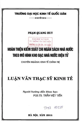 Hoàn thiện kiểm soát chi ngân sách nhà nước theo mô hình