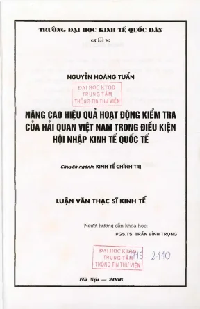 Nâng Cao Hiệu Quả Hoạt Động Kiểm Tra Của Hải Quan Việt 