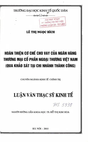 Hoàn thiện cơ chế cho vay của ngân hàng thương mại Việt Nam