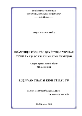 Hoàn thiện công tác quyết toán vốn đầu tư dự án tại Sở
