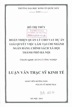 Hoàn thiện quản lý cho vay giải quyết việc làm tại Ngân
