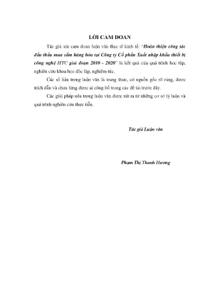 Hoàn thiện công tác đấu thầu mua sắm hàng hóa tại Công