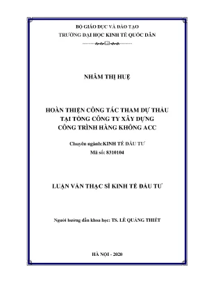 Hoàn Thiện Công Tác Tham Dự Thầu Tại Tổng Công Ty Xây