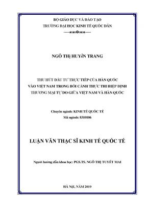 Tăng Cường Đầu Tư Trực Tiếp Của Hàn Quốc Vào Việt Nam