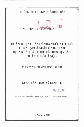 Hoàn thiện quản lý thuế thu nhập cá nhân tại Việt Nam