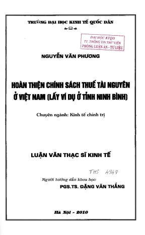 Chính Sách Thuế Tài Nguyên Tại Việt Nam: Phân Tích và