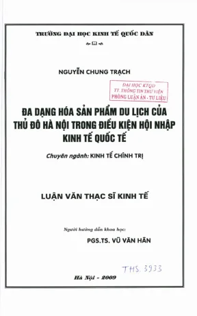 Đa Dạng Hóa Sản Phẩm Du Lịch Tại Hà Nội Trong Thời Kỳ