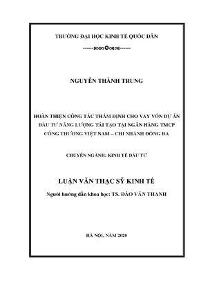 Thẩm Định Vay Vốn Dự Án Năng Lượng Tái Tạo Tại