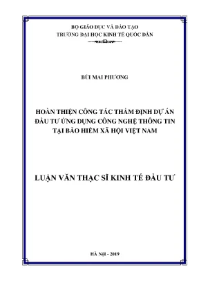 Hoàn thiện công tác thẩm định dự án đầu tư ứng dụng công