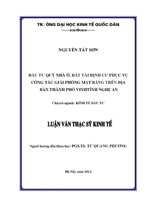 Đầu Tư Quỹ Nhà Ở và Đất Tái Định Cư Tại Thành Phố Vinh,