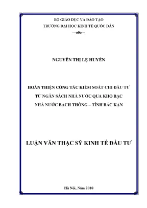Hoàn thiện công tác kiểm soát chi đầu tư từ ngân sách