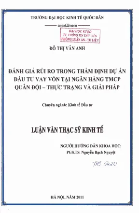 Đánh Giá Rủi Ro Trong Thẩm Định Dự Án Vay Vốn Tại Ngân