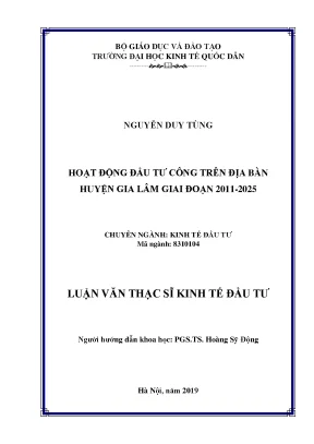 Hoạt Động Đầu Tư Công Tại Huyện Gia Lâm Giai Đoạn 2011-2025