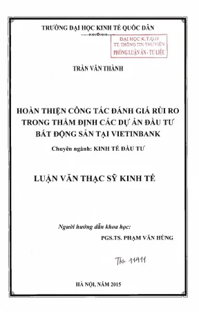 Hoàn thiện công tác đánh giá rủi ro trong thẩm định dự 