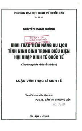 Khai Thác Tiềm Năng Du Lịch Tỉnh Ninh Bình Trong Bối