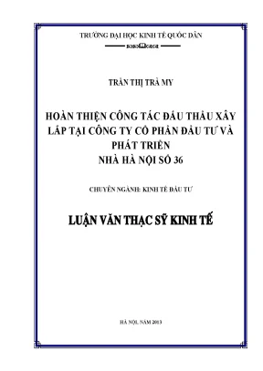 Cải Tiến Công Tác Đấu Thầu Xây Lắp Tại Công Ty Cổ Phần