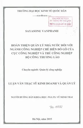 Quản lý nhà nước trong ngành công nghiệp chế biến gỗ tại Lào
