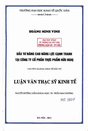 Nâng cao năng lực cạnh tranh tại công ty thực phẩm Hữu Nghị