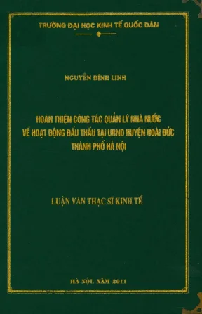Hoàn thiện quản lý nhà nước về hoạt động đấu thầu tại