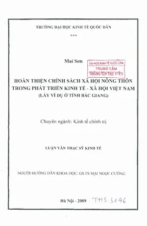 Hoàn thiện chính sách xã hội nông thôn trong phát triển