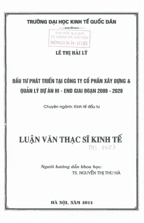 Đầu Tư Phát Triển Tại Công Ty Cổ Phần Xây Dựng & Quản Lý