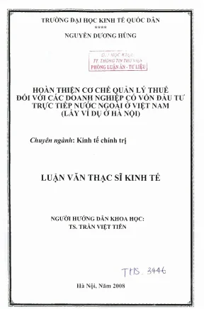 Hoàn thiện cơ chế quản lý thuế đối với doanh nghiệp có