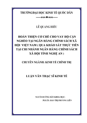 Cải Tiến Cơ Chế Cho Vay Hộ Cận Nghèo Tại Ngân Hàng Chính