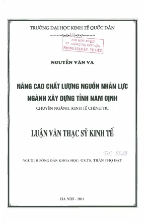 Nâng cao chất lượng nguồn nhân lực ngành xây dựng tỉnh