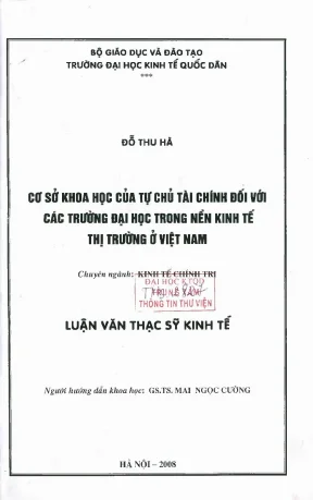 Tự Chủ Tài Chính Trong Các Trường Đại Học Việt Nam: Thực