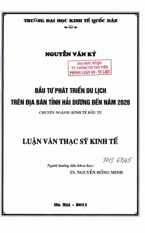Nghiên Cứu Đầu Tư Phát Triển Du Lịch Tỉnh Hải Dương