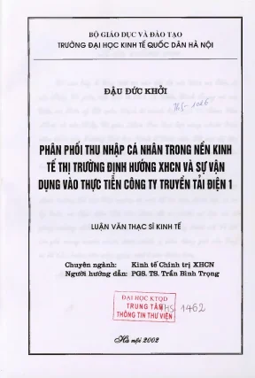 Phân Phối Thu Nhập Cá Nhân Trong Nền Kinh Tế Thị Trường 
