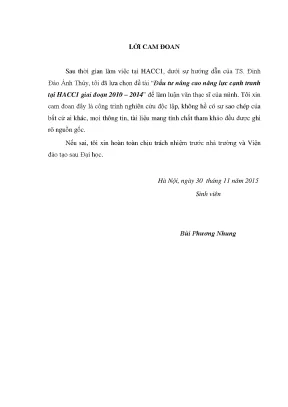 Nâng Cao Năng Lực Cạnh Tranh Tại HACC1 Giai Đoạn 2010 – 2014