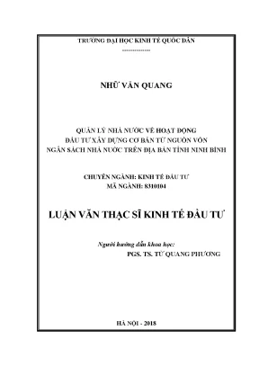 Quản Lý Nhà Nước Về Đầu Tư Xây Dựng Cơ Bản Tại Tỉnh Ninh