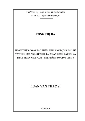 Công Tác Thẩm Định Dự Án Đầu Tư Ngành Thép Tại Ngân Hàng