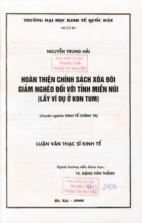 Hoàn thiện chính sách xóa đói giảm nghèo tại các tỉnh