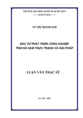 Giải Pháp Đầu Tư Phát Triển Công Nghiệp Tỉnh Hà Nam