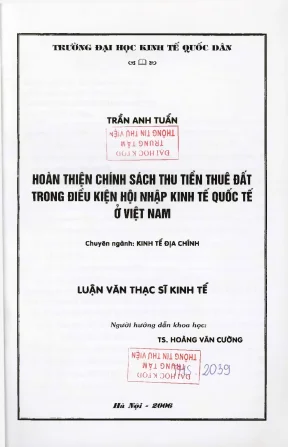 Hoàn thiện chính sách thu tiền thuê đất trong bối cảnh